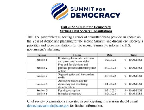 Fall 2022 Summit for Democracy Virtual Civil Society Consultants